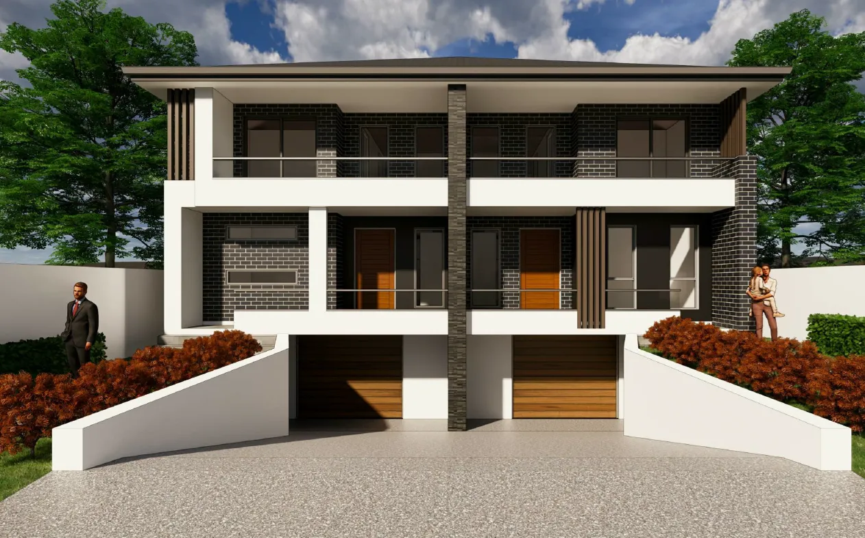 Front-on dual-occupancy elevation